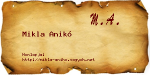 Mikla Anikó névjegykártya
